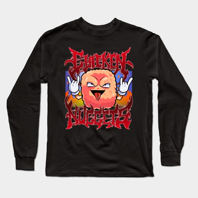 Chicken Nuggets Heavy Metal World Tour Band Food Lover Long Sleeve T-Shirt by Noseking